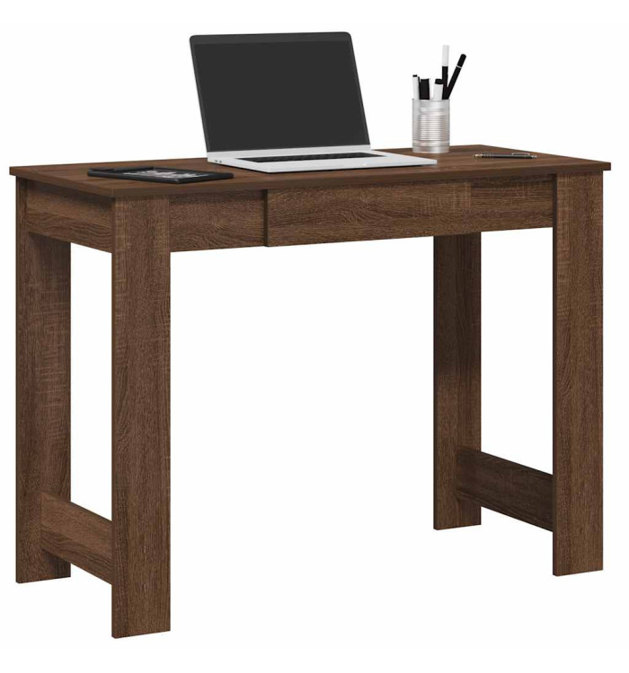 Bureau chêne marron 100x45x75 cm bois d'ingénierie | Mobilier & Déco
