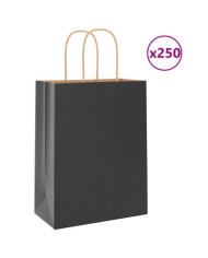 Sacs en papier 250 pcs avec poignées noir 21x11x28 cm | Mobilier & Déco