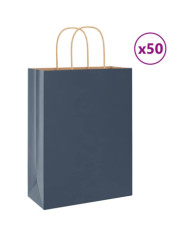 Sacs en papier 50 pcs avec poignées bleu 26x12x35 cm | Mobilier & Déco