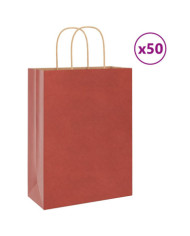 Sacs en papier 50 pcs avec poignées rouge 26x12x35 cm | Mobilier & Déco