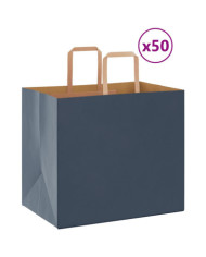 Sacs en papier 50 pcs avec poignées bleu 32x22x28 cm | Mobilier & Déco