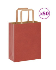 Sacs en papier 50 pcs avec poignées rouge 18x8x22 cm | Mobilier & Déco
