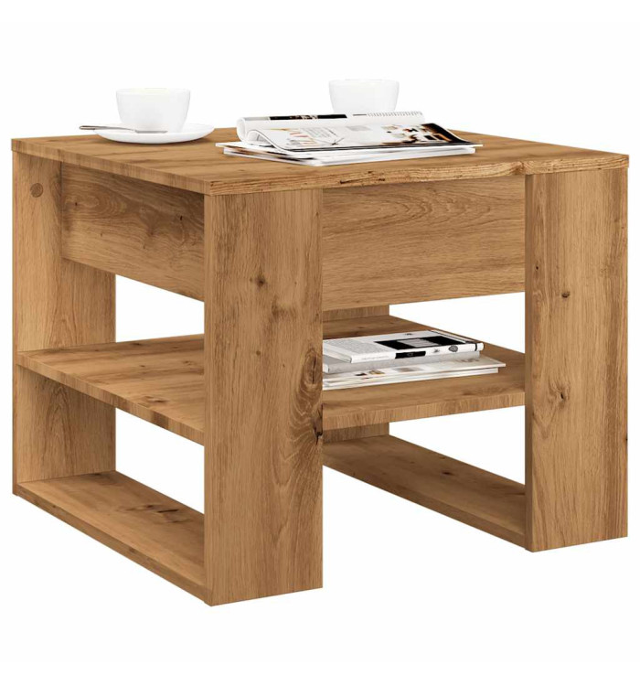 Table basse chêne artisanal 55,5x55x45 cm bois d'ingénierie | Mobilier & Déco