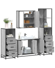 Ensemble de meubles de salle de bain 4 pcs sonoma gris | Mobilier & Déco