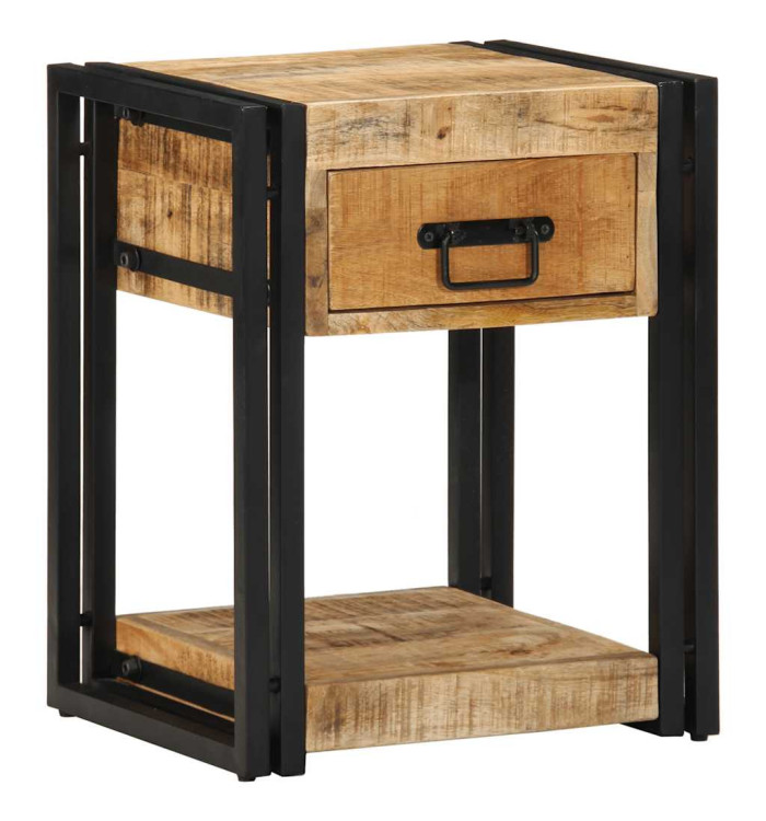 Table de chevet 40x35x50 cm bois brut massif de manguier | Mobilier & Déco