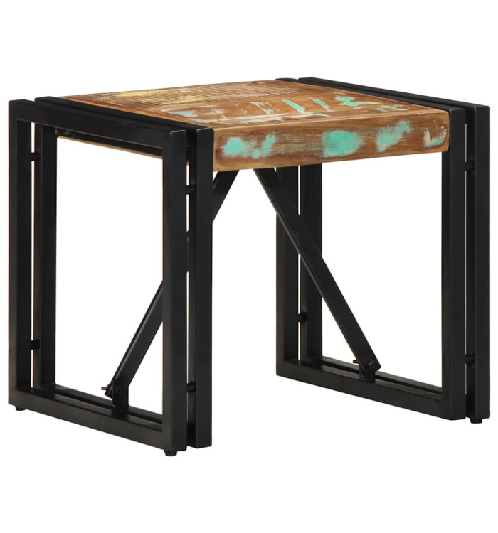 Table basse multicolore 40x40x35 cm bois de récupération massif | Mobilier & Déco