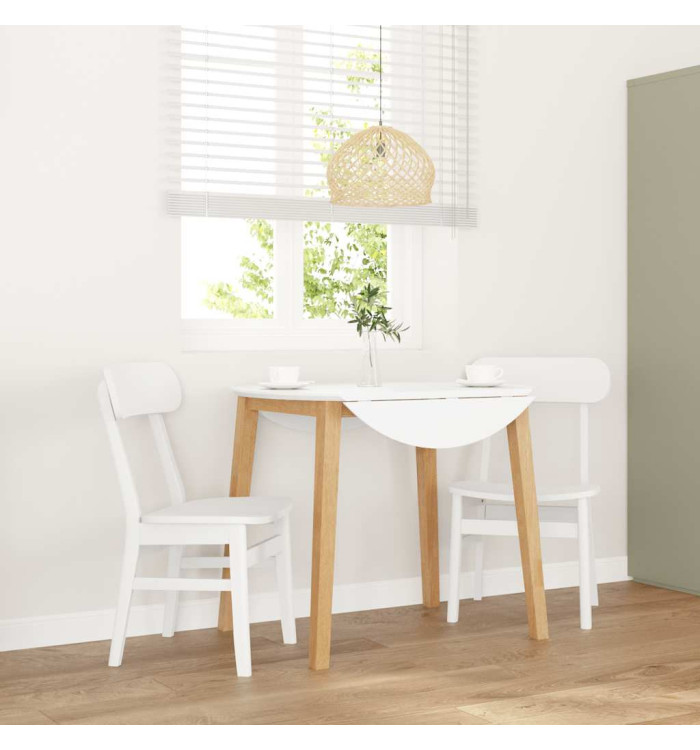 Chaises à manger 2 pcs blanc bois massif caoutchouc | Mobilier & Déco