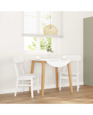 Chaises à manger 2 pcs blanc bois massif caoutchouc | Mobilier & Déco