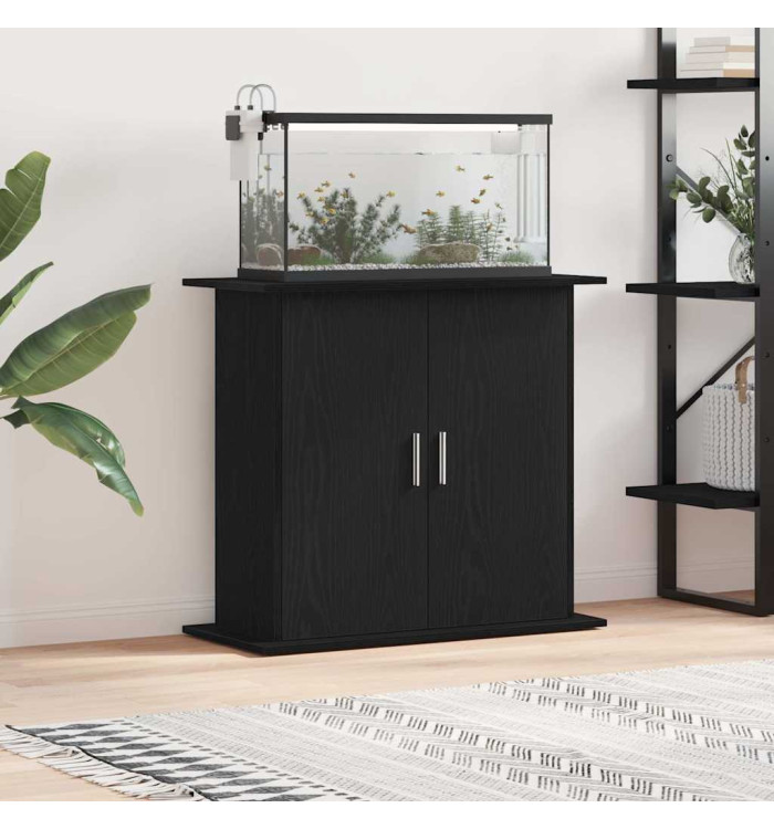 Support pour aquarium chêne noir 81x36x73 cm bois d'ingénierie | Mobilier & Déco
