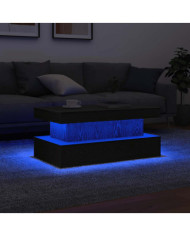 Table basse avec lumières LED chêne noir 90x50x40 cm | Mobilier & Déco