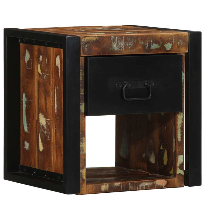 Table de chevet multicolore 40x35x40 cm bois de récupération | Mobilier & Déco