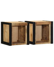 Tables de chevet 2 pcs 40x35x40 cm bois de manguier massif brut | Mobilier & Déco