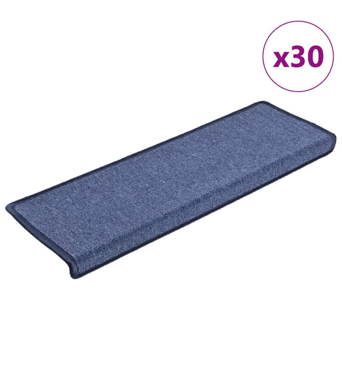 Tapis d'escalier 30 pcs 65x25 cm Bleu | Mobilier & Déco