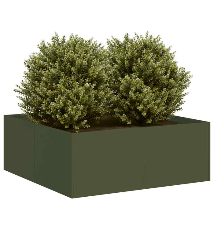 Jardinière vert olive 80x80x30 cm acier | Mobilier & Déco