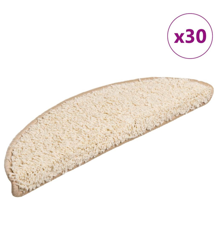 Tapis d'escalier 30 pcs crème 56x17x3 cm | Mobilier & Déco