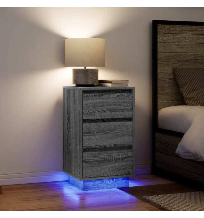 Table de chevet avec lumières LED sonoma gris 38x34x65 cm | Mobilier & Déco