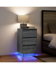 Table de chevet avec lumières LED sonoma gris 38x34x65 cm | Mobilier & Déco