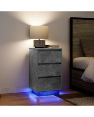 Table de chevet avec lumières LED gris béton 38x34x65 cm | Mobilier & Déco