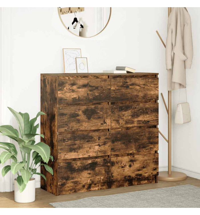 Buffet chêne fumé 100x35x99 cm bois d'ingénierie | Mobilier & Déco