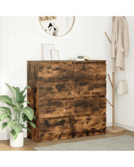 Buffet chêne fumé 100x35x99 cm bois d'ingénierie | Mobilier & Déco