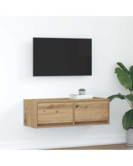 Meuble TV chêne artisanal 80x31x25,5 cm bois d'ingénierie | Mobilier & Déco