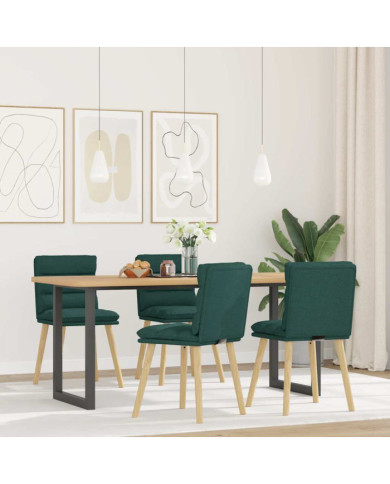 Chaises à manger lot de 4 vert foncé tissu | Mobilier & Déco
