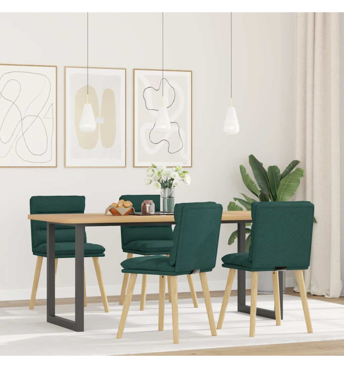 Chaises à manger lot de 4 vert foncé tissu | Mobilier & Déco