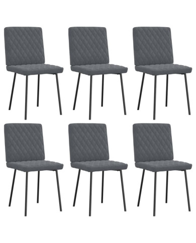 Chaises à manger lot de 6 gris foncé velours | Mobilier & Déco