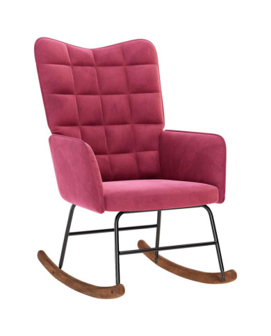 Chaise à bascule Rouge bordeaux Velours | Mobilier & Déco