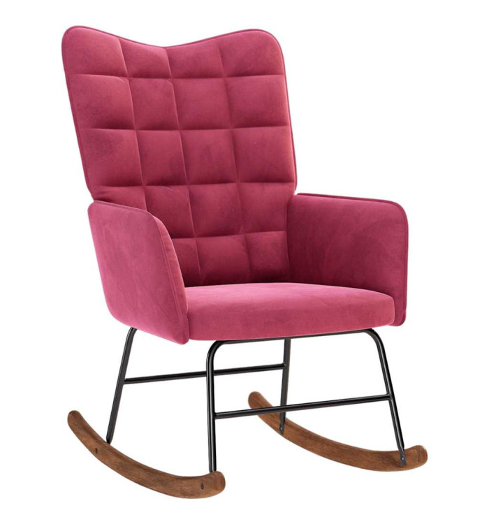 Chaise à bascule Rouge bordeaux Velours | Mobilier & Déco