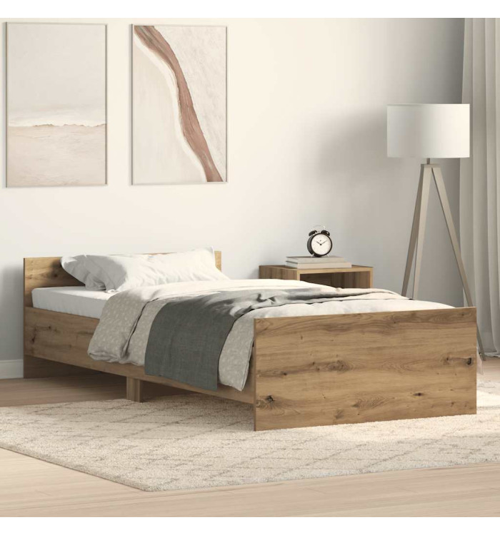 Cadre de lit sans matelas chêne artisanal 75x190 cm | Mobilier & Déco