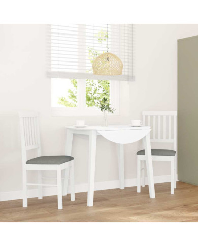 Chaises à manger coussins 2 pcs blanc bois massif caoutchouc | Mobilier & Déco