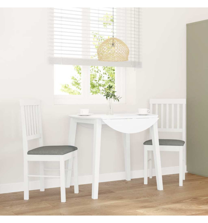 Chaises à manger coussins 2 pcs blanc bois massif caoutchouc | Mobilier & Déco