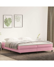 Sommier à lattes de lit avec matelas rose 180x220 cm velours | Mobilier & Déco