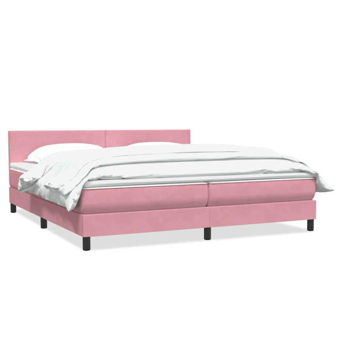 Sommier à lattes de lit avec matelas rose 180x220 cm velours | Mobilier & Déco