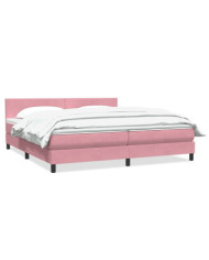 Sommier à lattes de lit avec matelas rose 180x220 cm velours | Mobilier & Déco
