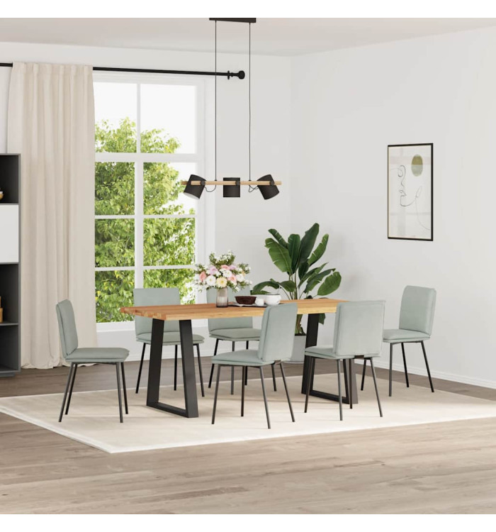 Chaises à manger lot de 6 gris clair velours | Mobilier & Déco