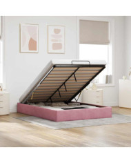 Cadre de lit ottoman sans matelas rose 140x200 cm velours | Mobilier & Déco