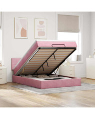 Cadre de lit ottoman avec matelas rose 140x200 cm velours | Mobilier & Déco