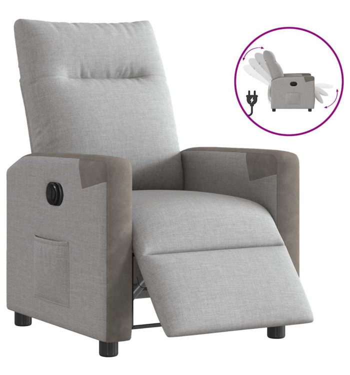 Fauteuil inclinable électrique gris nuage tissu | Mobilier & Déco