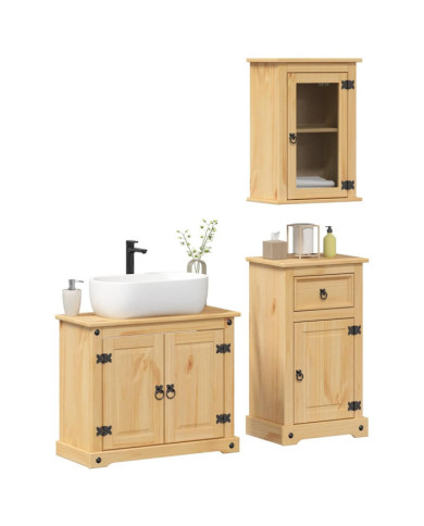 Ensemble de meubles salle de bain 3 pcs Corona bois pin massif | Mobilier & Déco