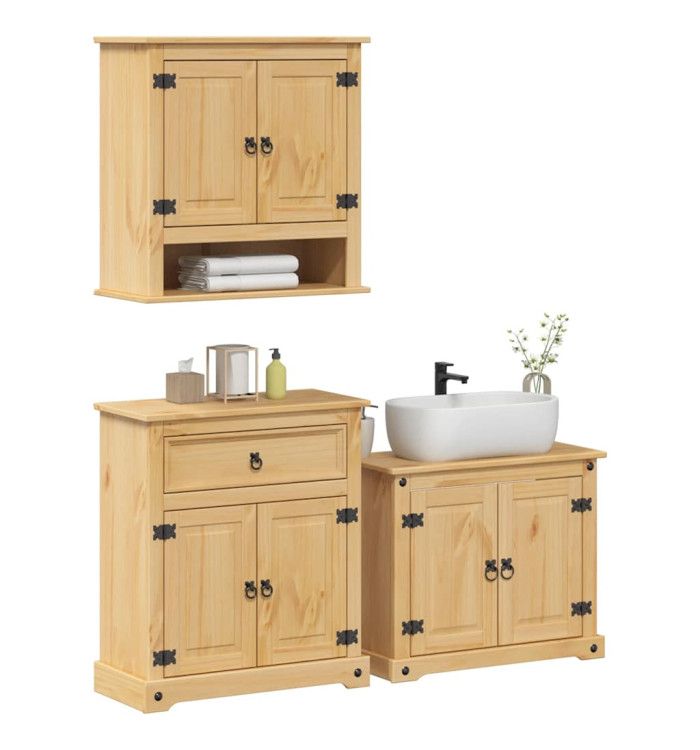 Ensemble de meubles salle de bain 3 pcs Corona bois pin massif | Mobilier & Déco