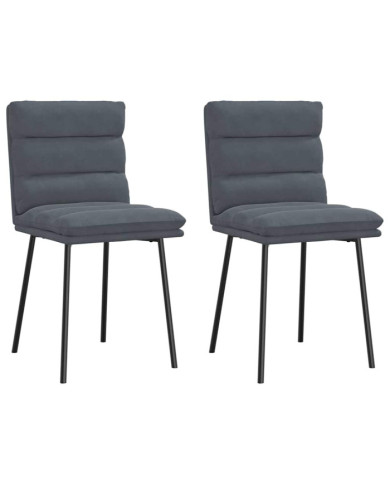 Chaises à manger lot de 2 Gris foncé Velours | Mobilier & Déco