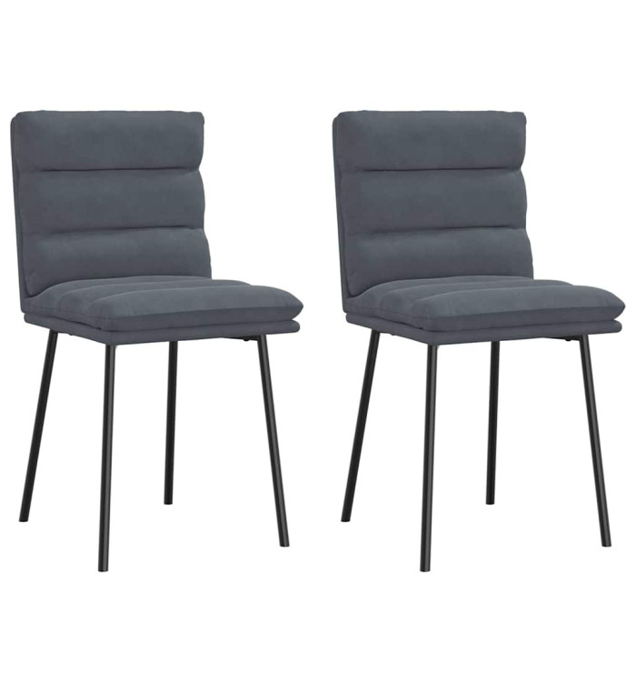 Chaises à manger lot de 2 Gris foncé Velours | Mobilier & Déco