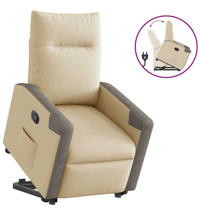 Fauteuil inclinable Crème Tissu | Mobilier & Déco