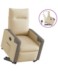 Fauteuil inclinable Crème Tissu | Mobilier & Déco