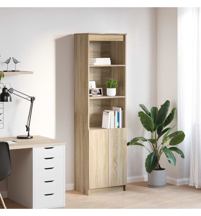Buffet haut chêne sonoma 50x35x180 cm bois d'ingénierie | Mobilier & Déco