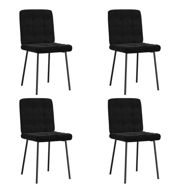 Chaises à manger lot de 4 Noir Velours | Mobilier & Déco