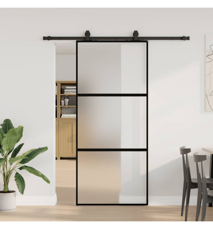 Porte coulissante avec kit de quincaillerie noir 90x205 cm | Mobilier & Déco