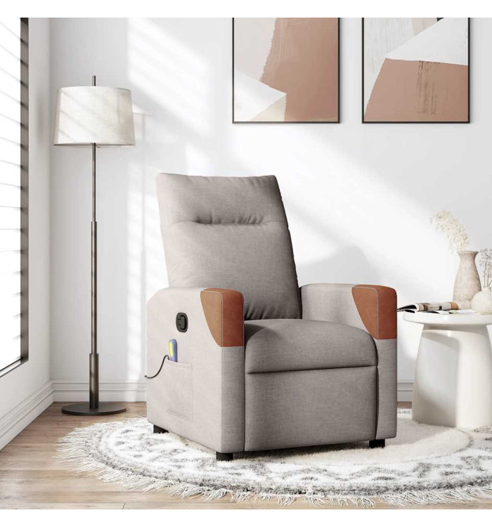 Fauteuil de massage inclinable Taupe Tissu | Mobilier & Déco